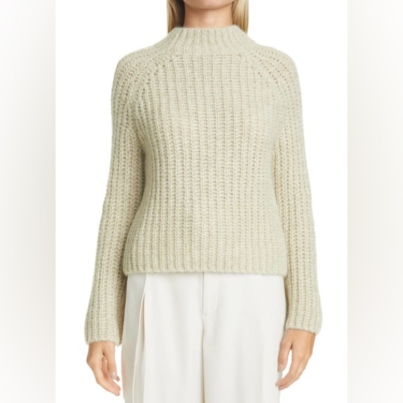 VINCE Marled Shaker Stitch Raglan Sleeve Pullover Fisherman Sweater - Picture 1 of 9